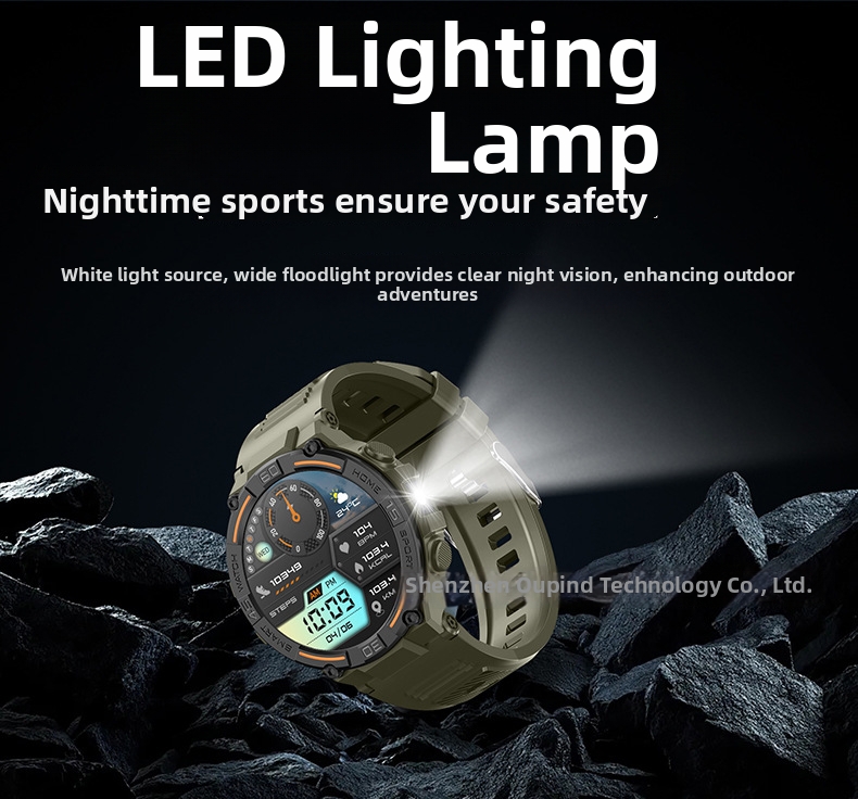 Smartwatch con luce LED, monitoraggio della frequenza cardiaca e della pressione sanguigna, schermo grande da 1,52 metri, impermeabile, chiamate Bluetooth, nuovo._voghion.com
