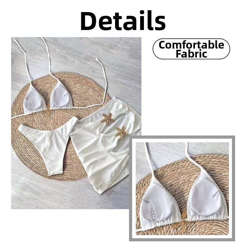 American Style Women's Clothing Bikini Set 2026 Summer Lace Up Skirt Three Piece Swimsuit For Beach Vacation_ecoleips.com