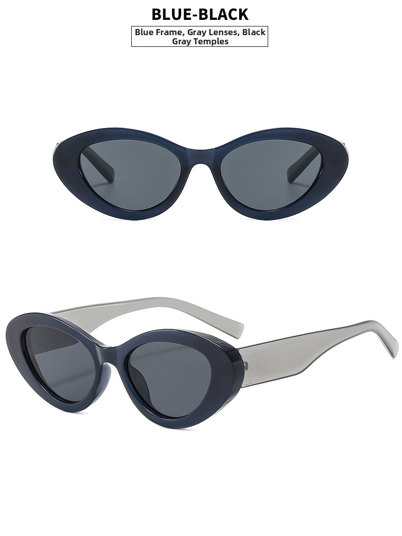 Lunettes de soleil tendance œil de chat couleur gelée pour femmes, protection UV, monture complète noire, style streetwear minimaliste_voghion.com
