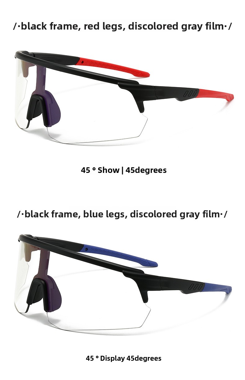 New Semi-Rimless Photochromic Sports Sunglasses, Running Cycling Wrap-Around Lens Outdoor Windproof Eyewear_desvips.com