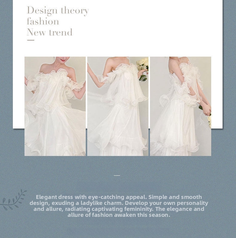 Lightweight Off-Shoulder Strapless Wedding Dress French Fairy Style Tulle Bridal Morning Robe for Women New 2026 Engagement Dress_ecoleips.com