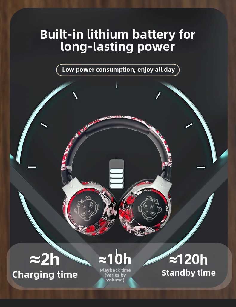 Graffiti Over Ear Headphones Bluetooth Wireless With Led Lights_voghion.com