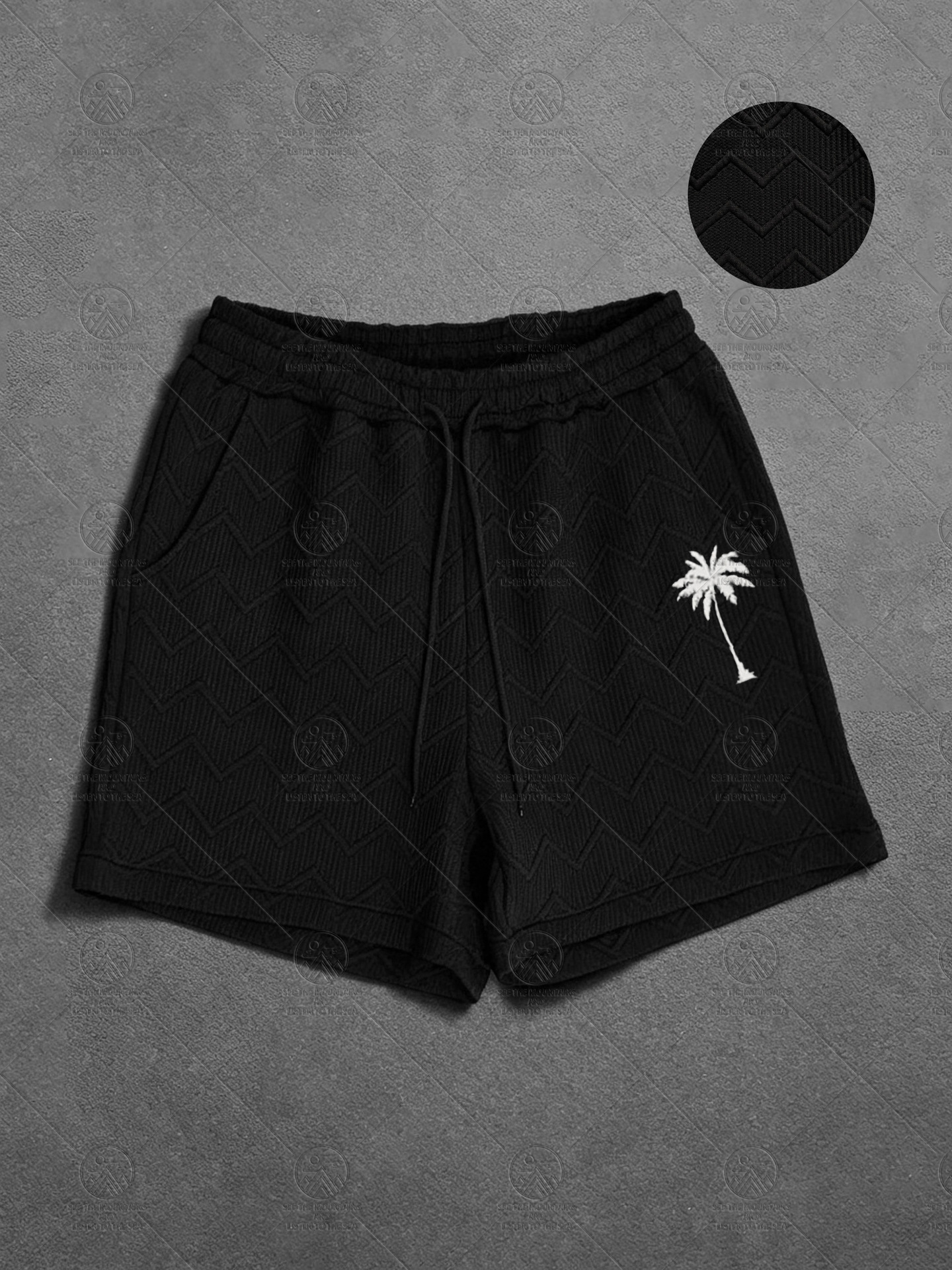 Men's Textured Shorts Style Versatile Everyday Casual Elastic Waist Drawstring Beach Vacation Wear For Summer_viptrois.com