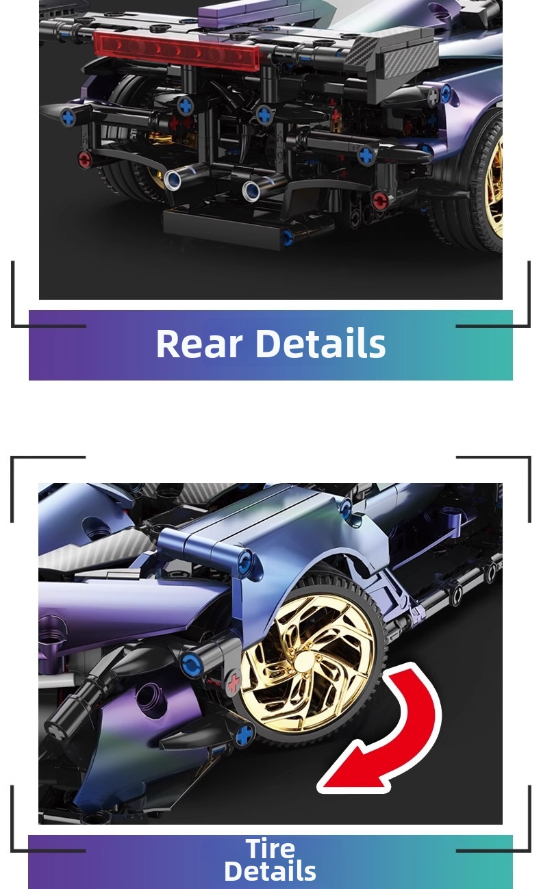 Blocos de montar de carro de corrida com controle remoto, compatíveis com o modelo de carro esportivo Apollo Rambo, brinquedo para meninos._voghion.com