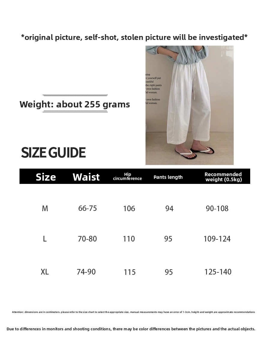 Small Wide-leg Pants Casual Nine-point Pants~ Summer Thin Washed Cotton Paper Pants_ecoleips.com