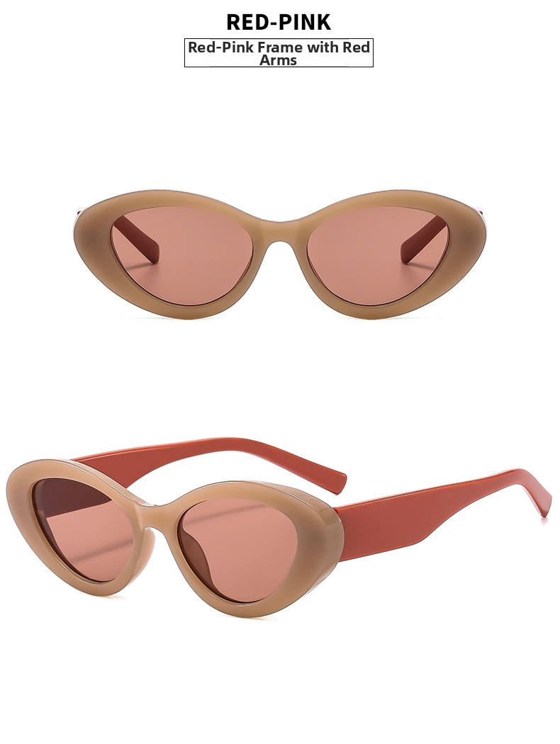 Lunettes de soleil tendance œil de chat couleur gelée pour femmes, protection UV, monture complète noire, style streetwear minimaliste_voghion.com