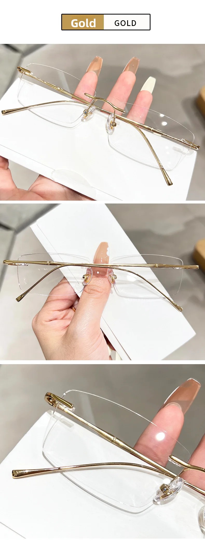 55mm Neue Ultra-licht Rechteckige Reinem Titan Rahmenlose Myopie Gläser Rahmen Männer Anti-blau Licht Lesen Brillen – Detail 6