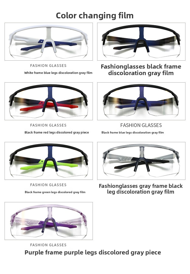 New Semi-Rimless Photochromic Sports Sunglasses, Running Cycling Wrap-Around Lens Outdoor Windproof Eyewear_desvips.com