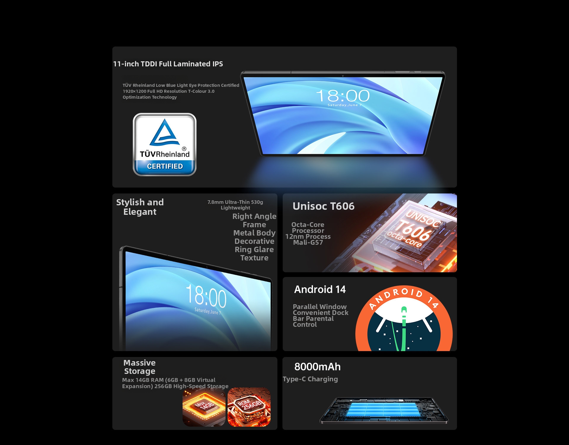 T50HD Tablet PC 11 Inch 6+256G With Calling Functionality Computer & Office Tablet_voghion.com