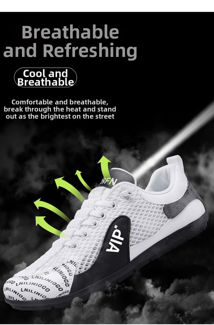 Baskets de sport homme été 2025 en maille respirante, décontractées et légères, chaussures de course blanches et noires à lacets Corkshoes_voghion.com