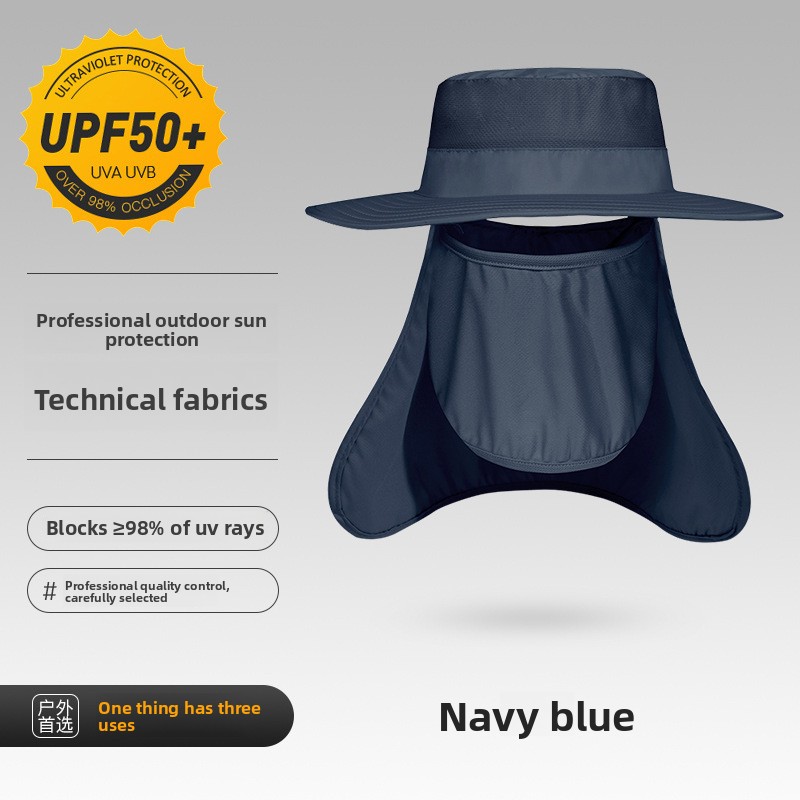 Mountaineering Hat Summer Outdoor Sports Quick-drying Bucket Hat Men's Senior Sense Oversized Brim Sun Protection Sunshade Denim Mountaineering Hat_voghion.com