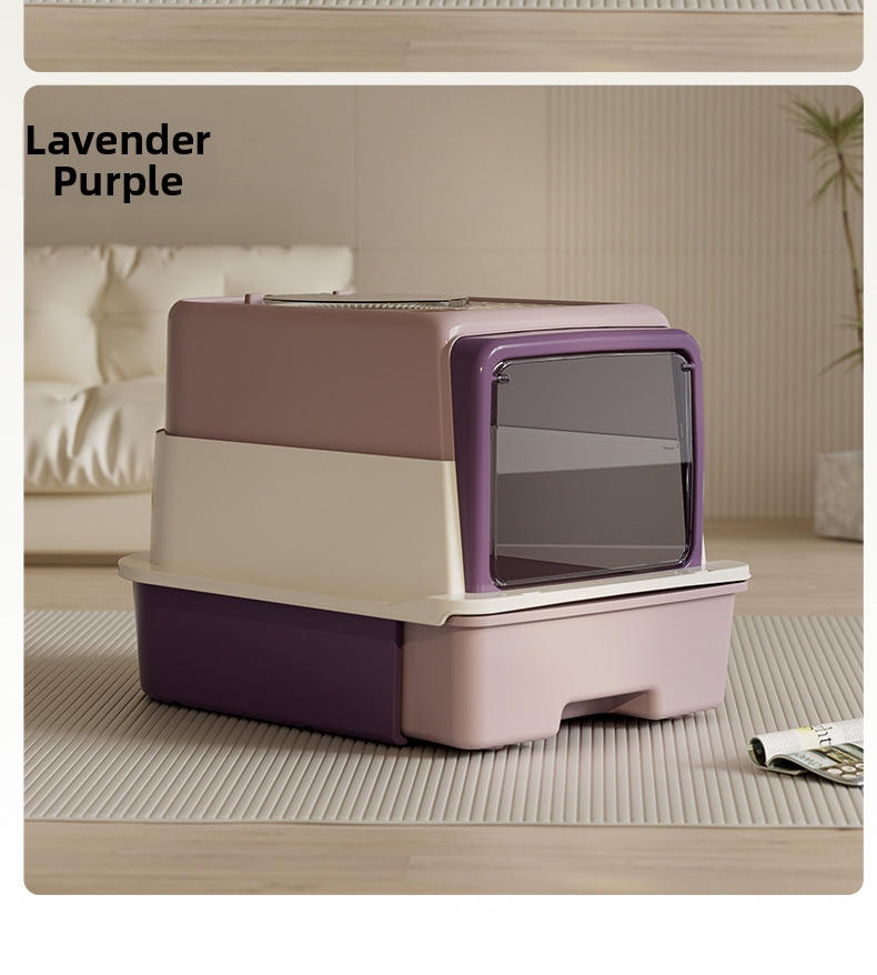 Qinggu Extra Large Olive Dreischicht-Katzentoilette mit Schublade, UV-C-Sterilisation, spritzwassergeschützt, Haustierbedarf_voghion.com