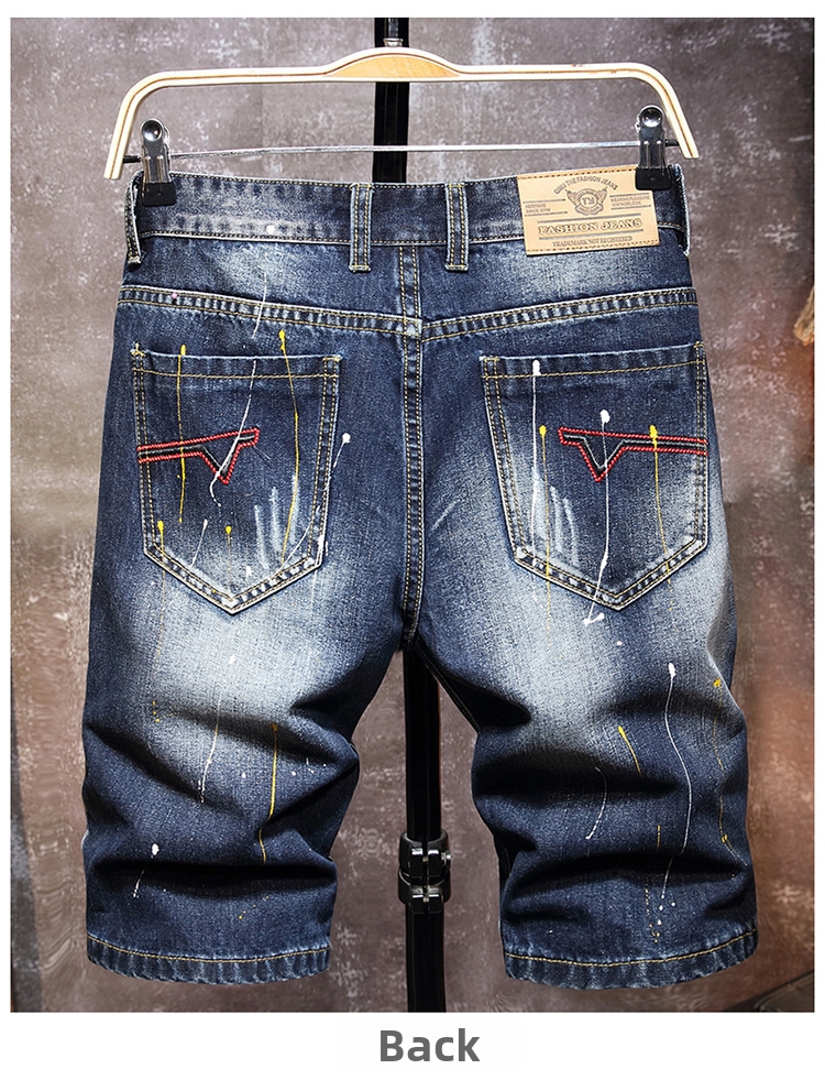 Denim shorts voor heren met scheuren en rechte losse pasvorm_voghion.com