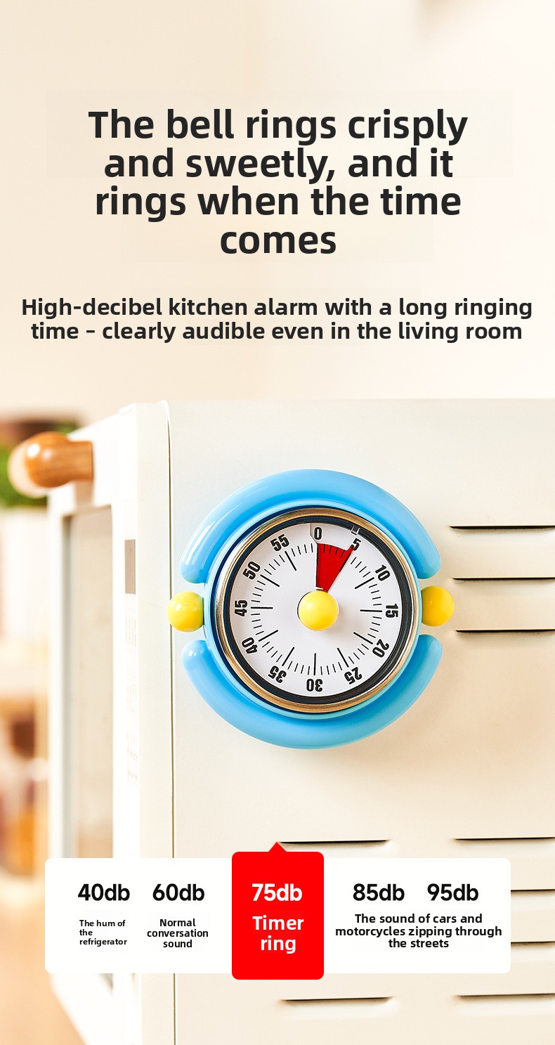 【Original】 Mechanischer, magnetischer Küchentimer mit visueller Zeitanzeige und Alarmfunktion_voghion.com
