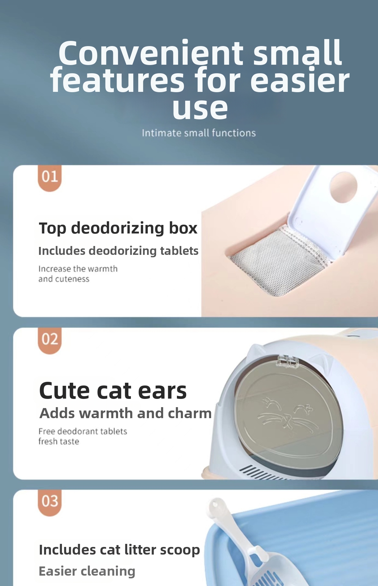 Modular Cat Litter Box Fully Enclosed With Flip Top For Pets_voghion.com