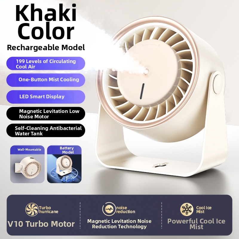 Ventilatore da tavolo 26 anni con tecnologia spray, ricaricabile tramite USB, silenzioso e con batteria a lunga durata, ideale per dormitori studenteschi, uffici, camere da letto e scrivanie._voghion.com