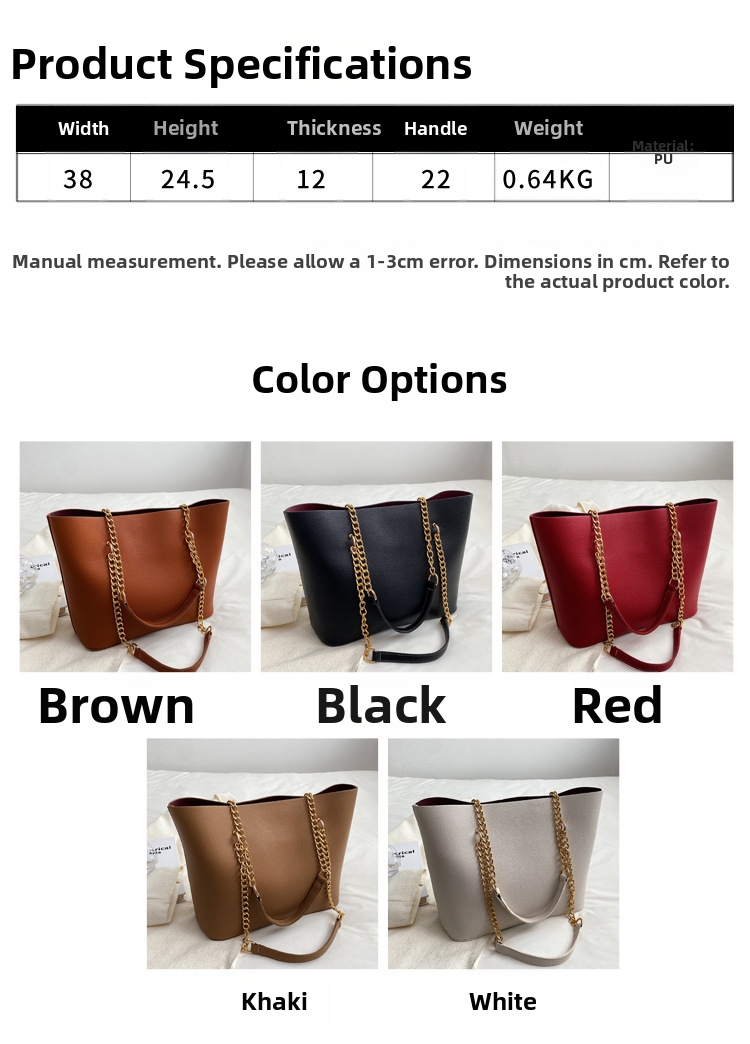 Borsa tote da donna in morbida pelle di grande capacità, nuova borsa a tracolla con catena, personalizzabile_voghion.com