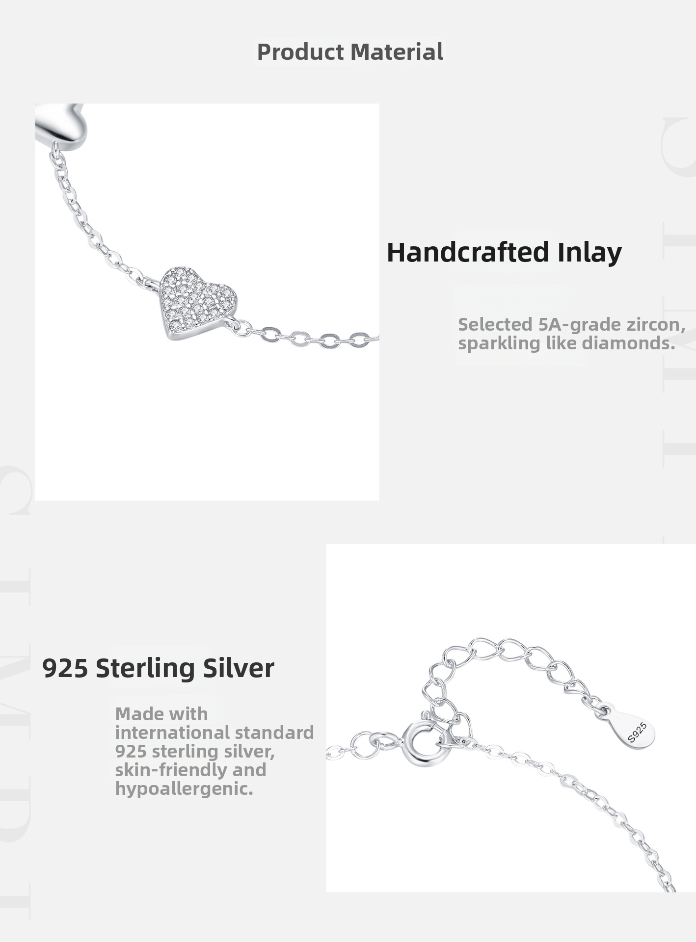 Bracciale a cuore in argento sterling per donna gioiello 925_voghion.com