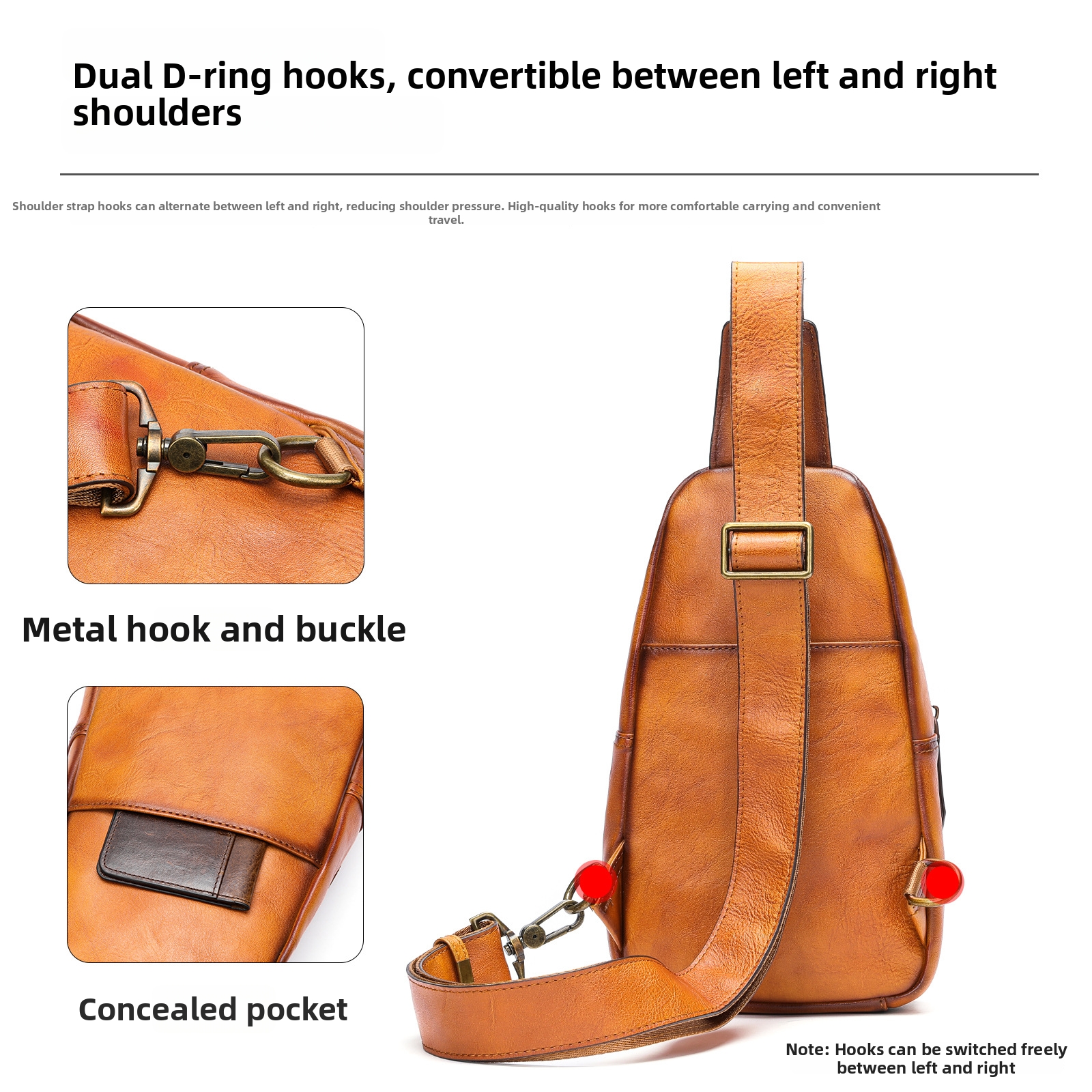 Men's Crossbody Bag European American Style High Quality Cowhide Chest Shoulder Bag Trendy Versatile Multi-Functional_voghion.com