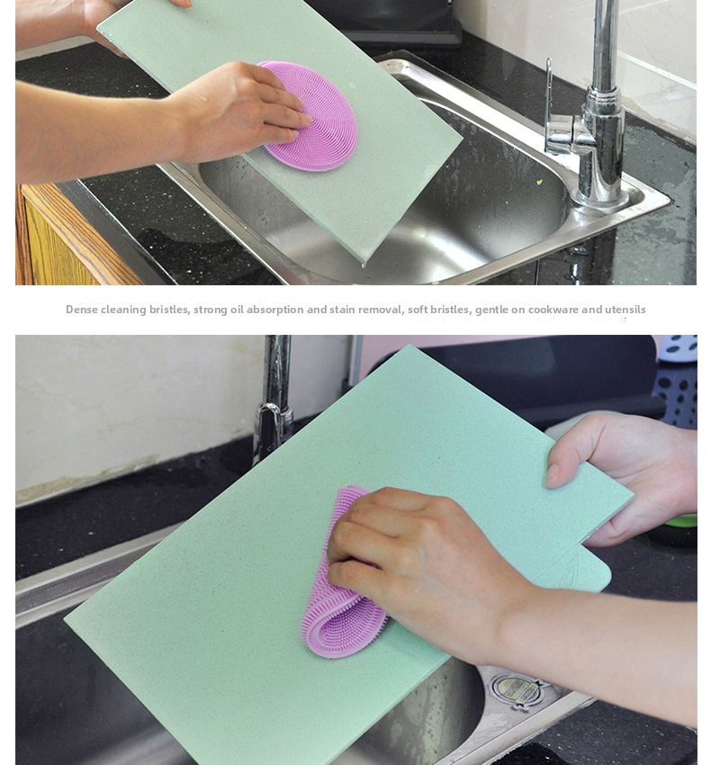 Silicone Dishwashing Brush For Pots And Pans Kitchen Cleaning_voghion.com