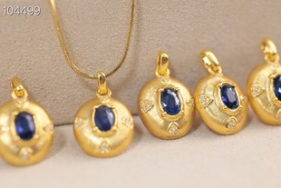 Classic Royal Sapphire with Diamond 18K Gold 5G New Technology Style Sapphire Pendant