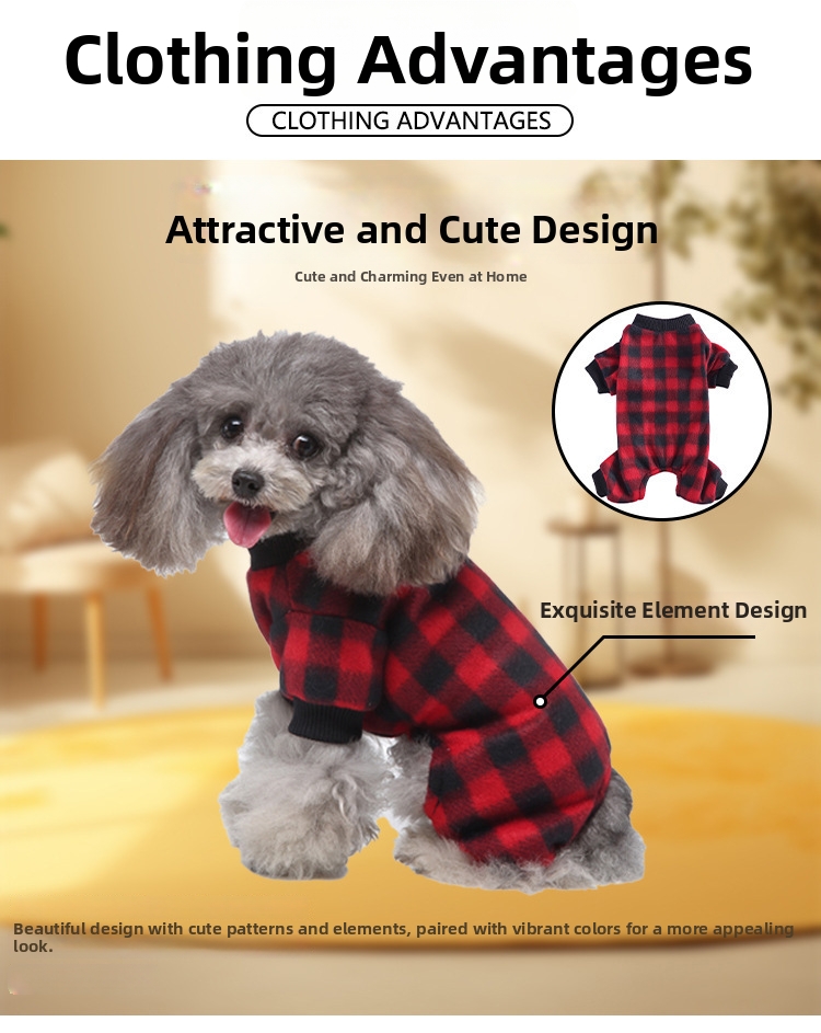 Pyjama chaud pour chien à pois et rayures sweat à capuche_voghion.com