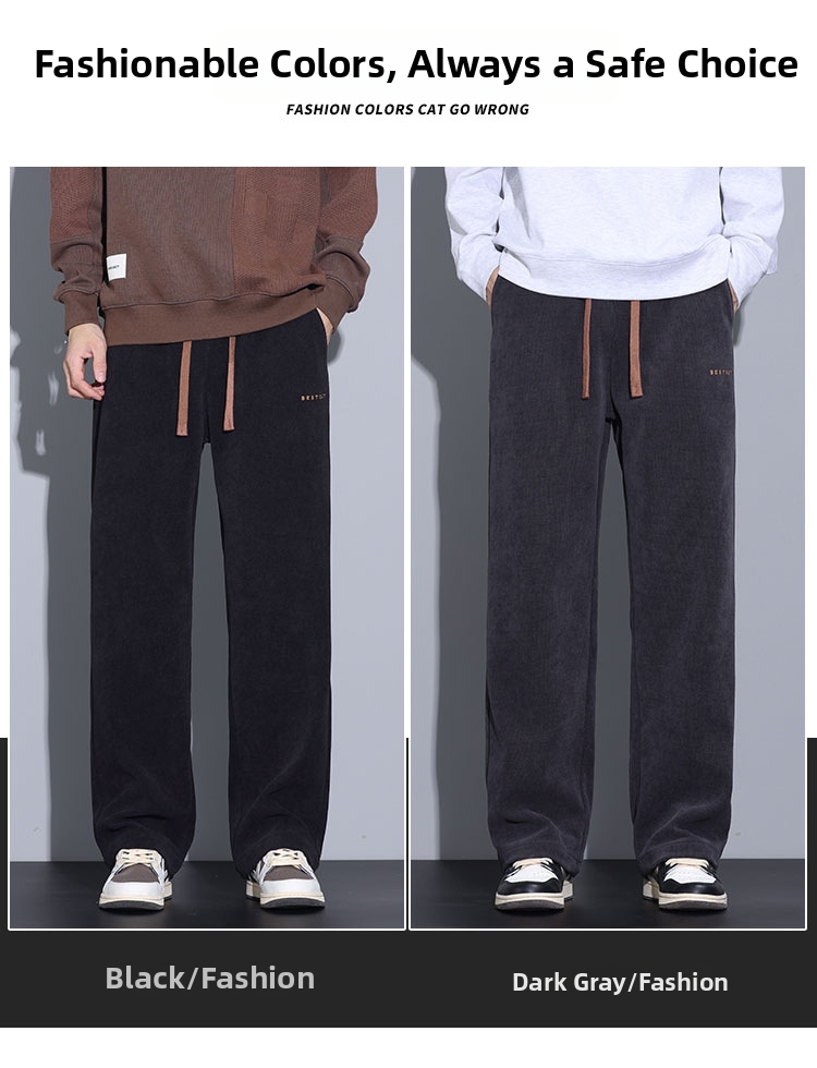 Herren Sweatpants Freizeithose Gerade Cord Hose Für Den Winter_voghion.com