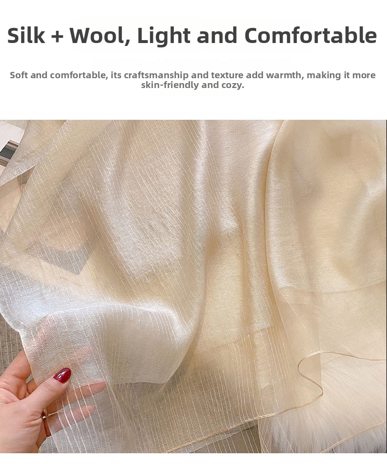 Mulberry Silk Scarf For Women, Double Layer Colour Blocking Shawl_voghion.com