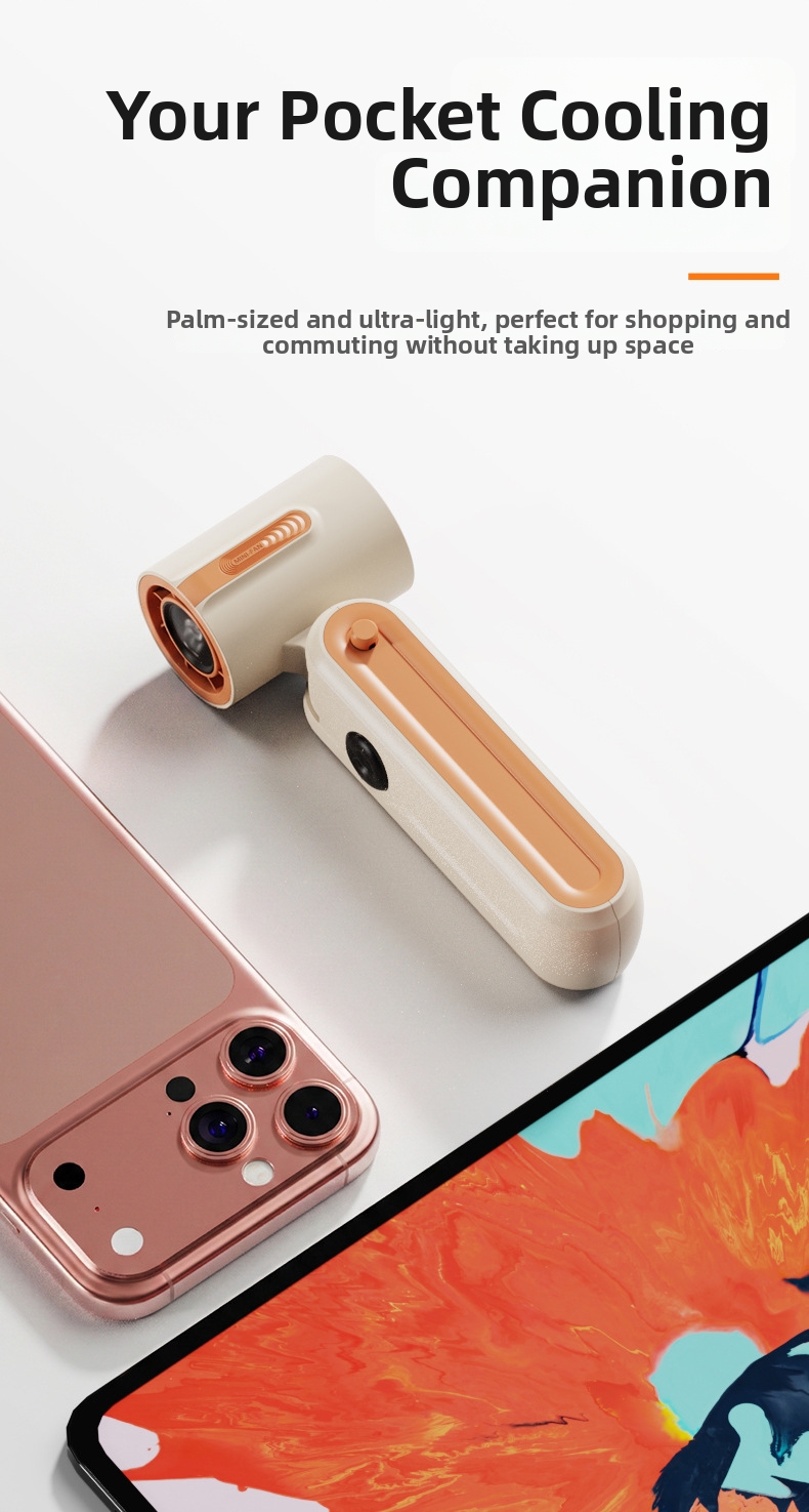 Handheld Mini Fan With Neckband Usb Rechargeable Digital Display_voghion.com