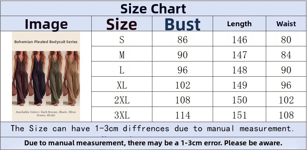 Women's Bohemian Style V Neck Sleeveless Pleated Wide Leg Jumpsuit Casual Vacation Fashion_ecoleips.com