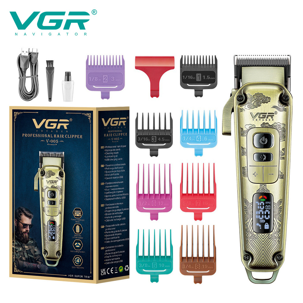 VGR005 Retro Electric Hair Clipper LCD Digital Display Professional Salon And Home Use Rechargeable Metal Hair Clipper_voghion.com