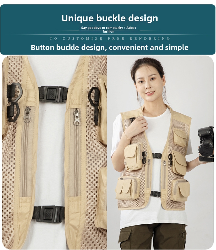 Multi Pocket Mesh Work Vest For Outdoor Hiking And Fishing Sports_voghion.com