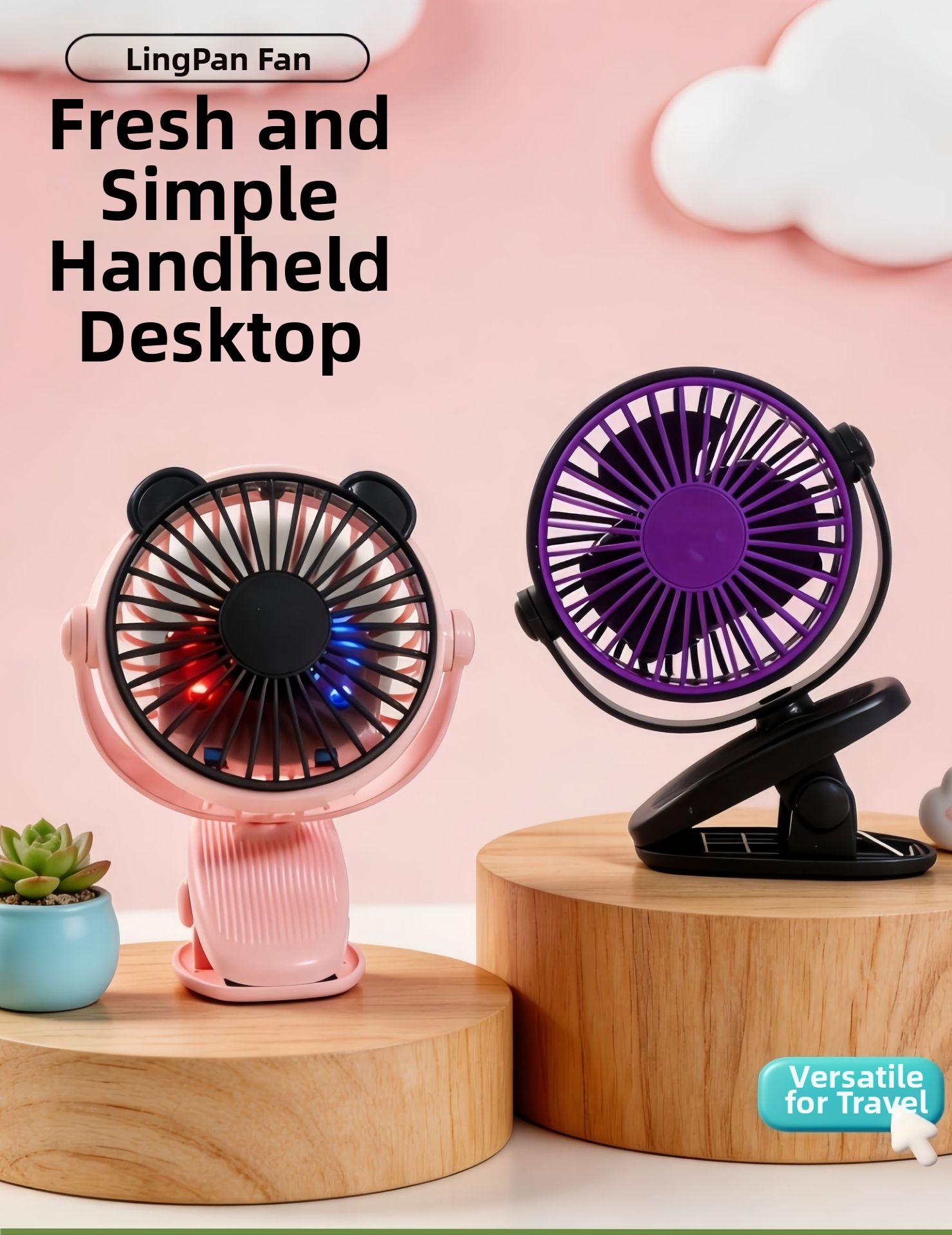 Ventilatore portatile con clip USB, mini lampada da scrivania per dormitorio, passeggino, piccolo ventilatore per uso personale_voghion.com