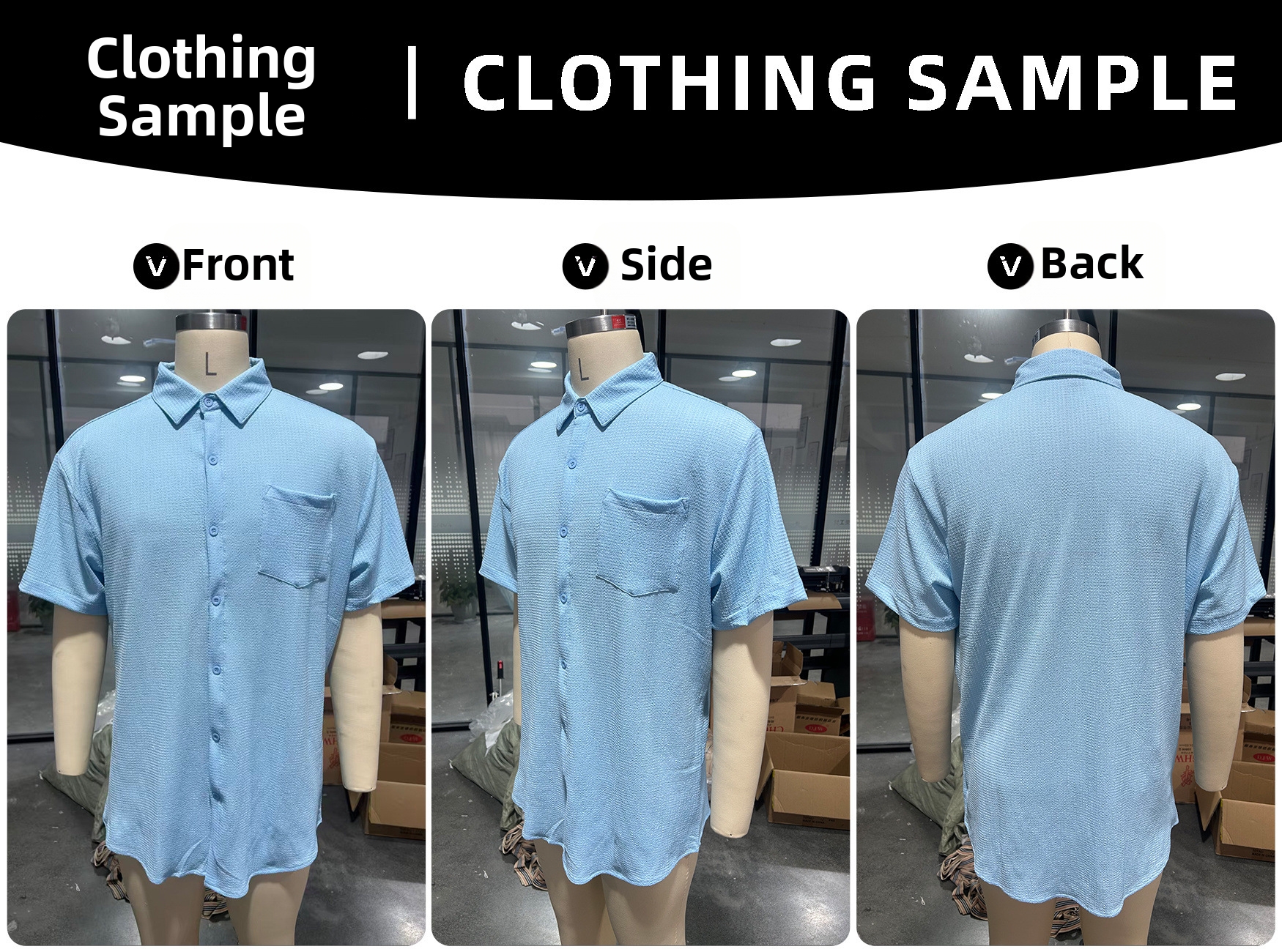 Men's Business Casual Short Sleeve Shirt Solid Color Lapel Button Down Plus Size For Summer_viptrois.com