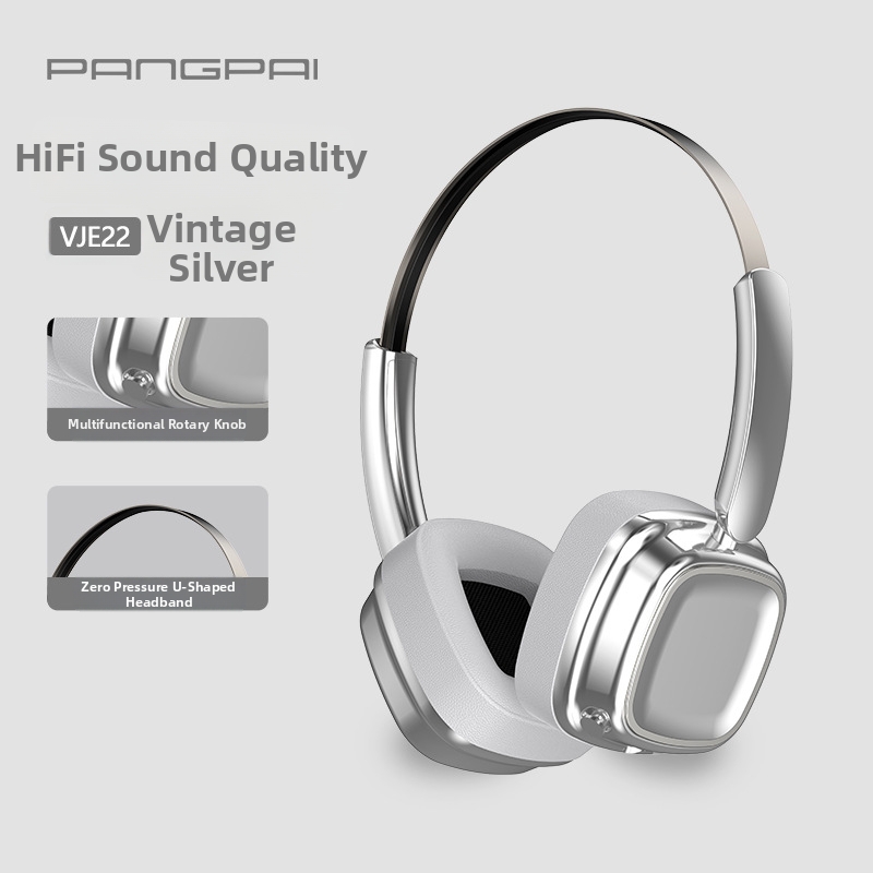 Casque Bluetooth rétro VJE22 Maillard – Sans fil 5.4, basses profondes, 10 heures d'autonomie, ultra-léger (marron/noir/argent champagne/beige)_voghion.com