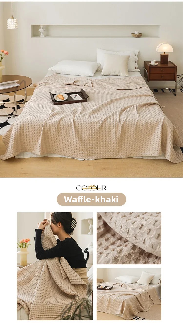 100% Baumwolle Waffelstruktur-Decke Leichte Atmungsaktive Sommer-Kühldecke für Bett Sofa Einzel- und Doppelgröße – Detail 19