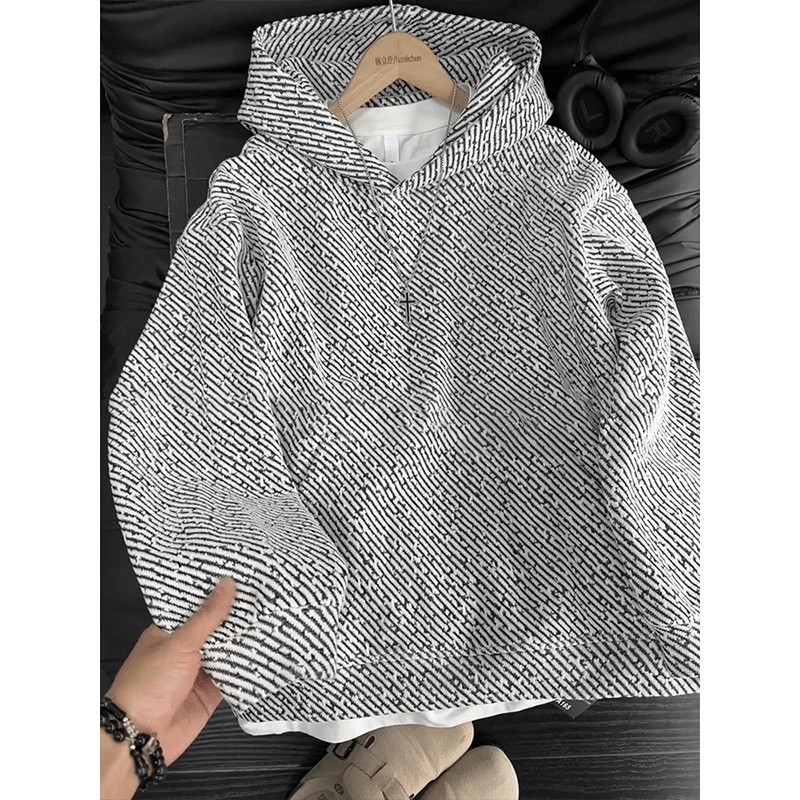 Men's Zebra Print Hooded Sweatshirt – Oversized Fleece-Lined Pullover With Cleanfit Aesthetic, Retro Streetwear Essential_voghion.com