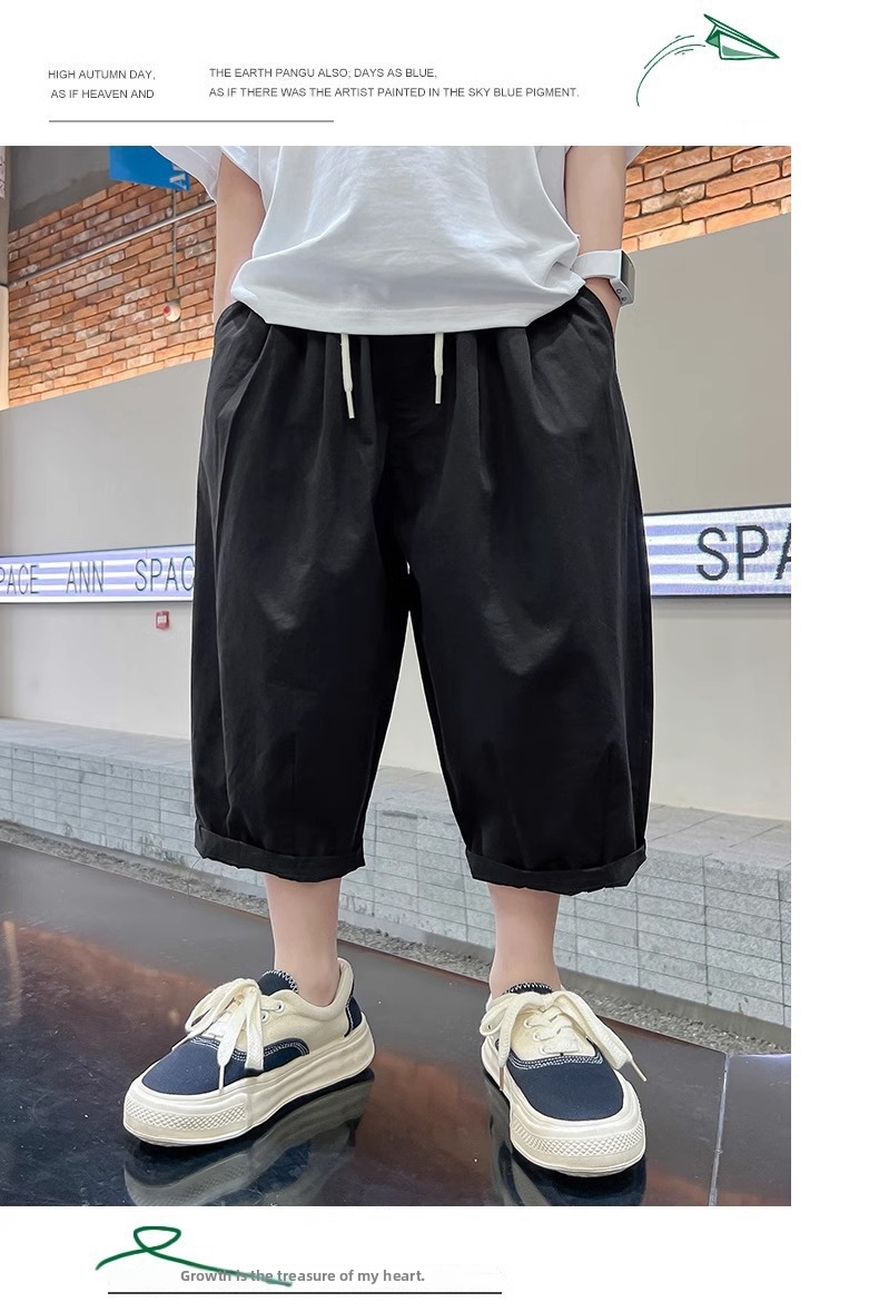 Boys' Thin Style Summer Pants New Big Kids Three Quarter Length Loose Fit Shorts For Toddler Boys (3-7Y)_voghion.com