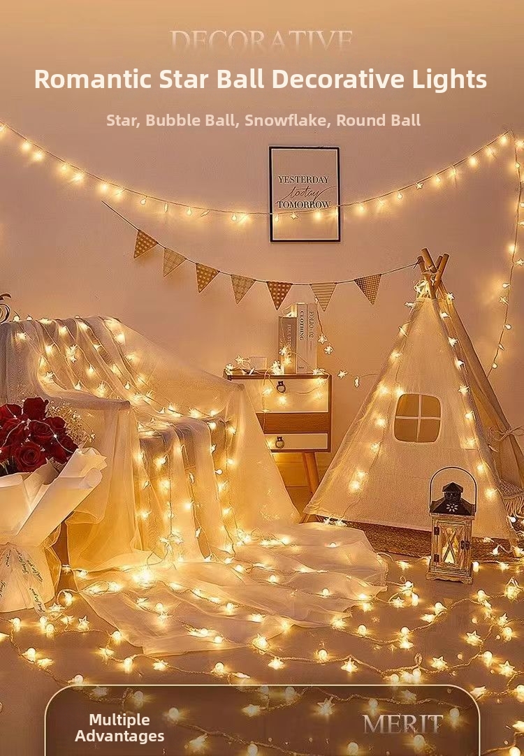 Luci a stringa LED solari per esterni, campeggio, decorazioni natalizie, patio, piccole luci festive_voghion.com