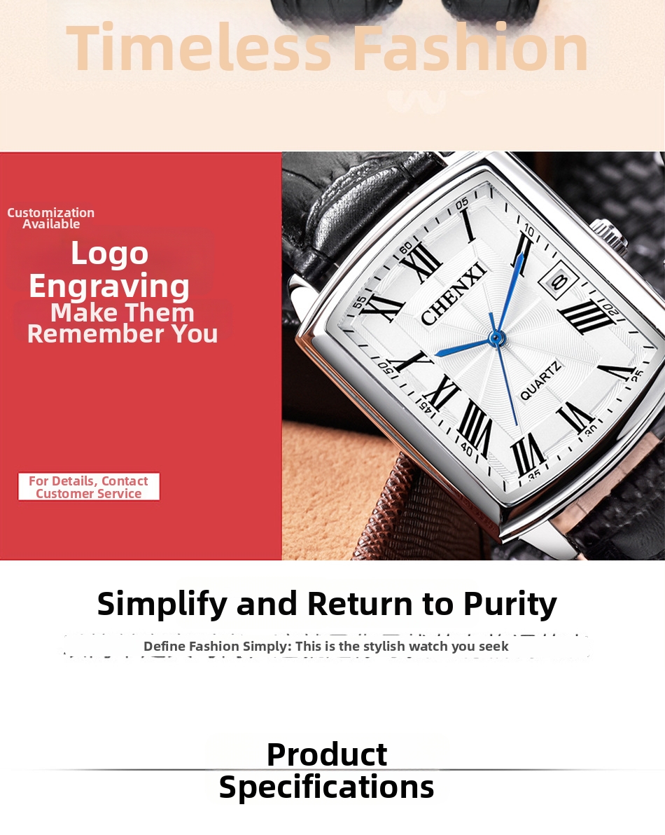 Quartz Couple Wrist Watch With Calendar Leather Strap For Men_voghion.com