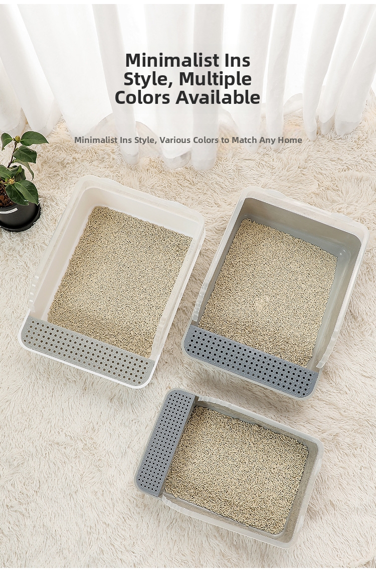 Semi Enclosed Cat Litter Box Detachable Splash Proof Tray_voghion.com