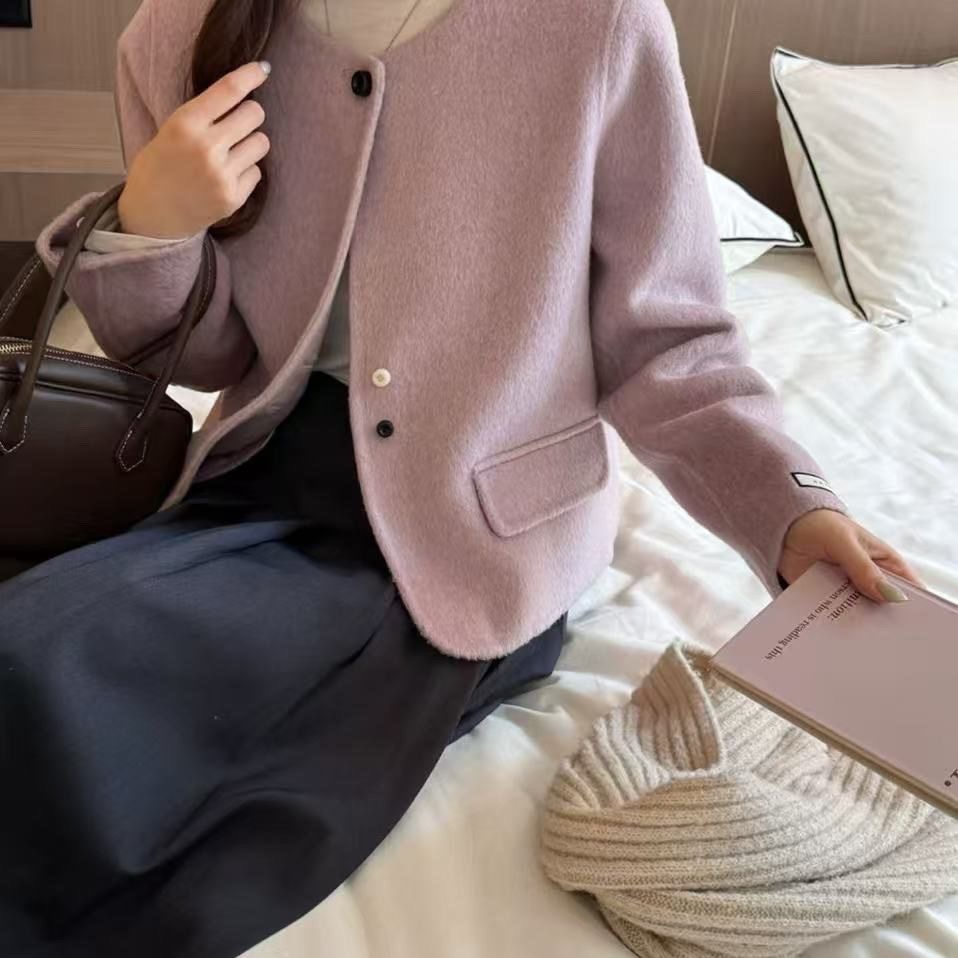 0302-174 Spring High Quality Wool Coat Double Faced Woolen Women's Wool Jacket