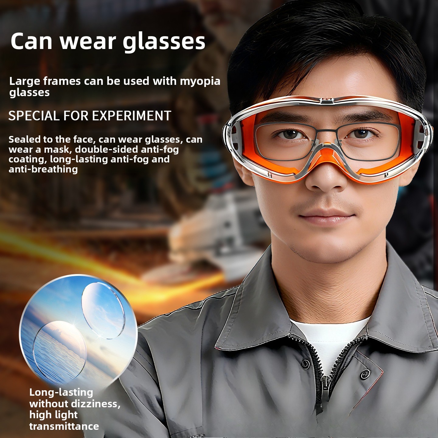 Óculos de proteção anti-embaciamento contra pó e salpicos_voghion.com