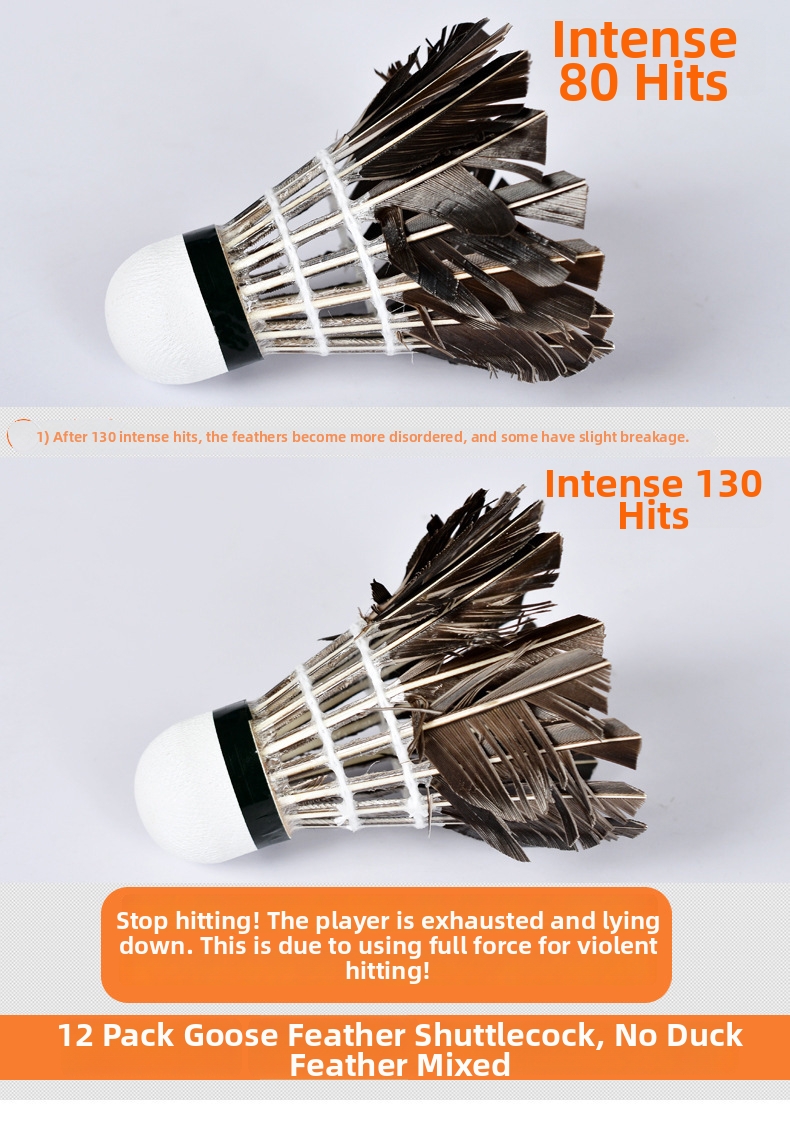 Badminton Shuttlecocks Goose Feathers Durable Indoor Outdoor Pack_voghion.com