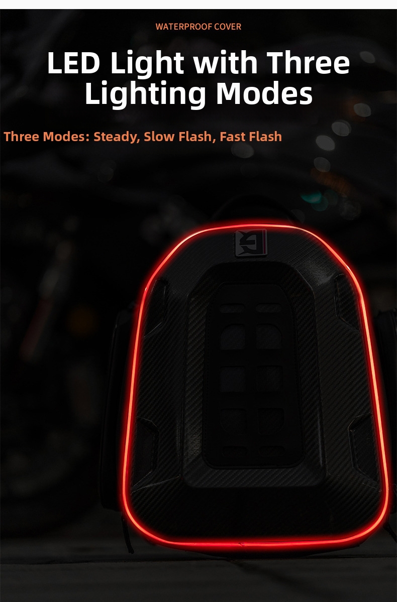 Motorcycle Riding Backpack Rear Seat Bag With Led Hard Shell_voghion.com