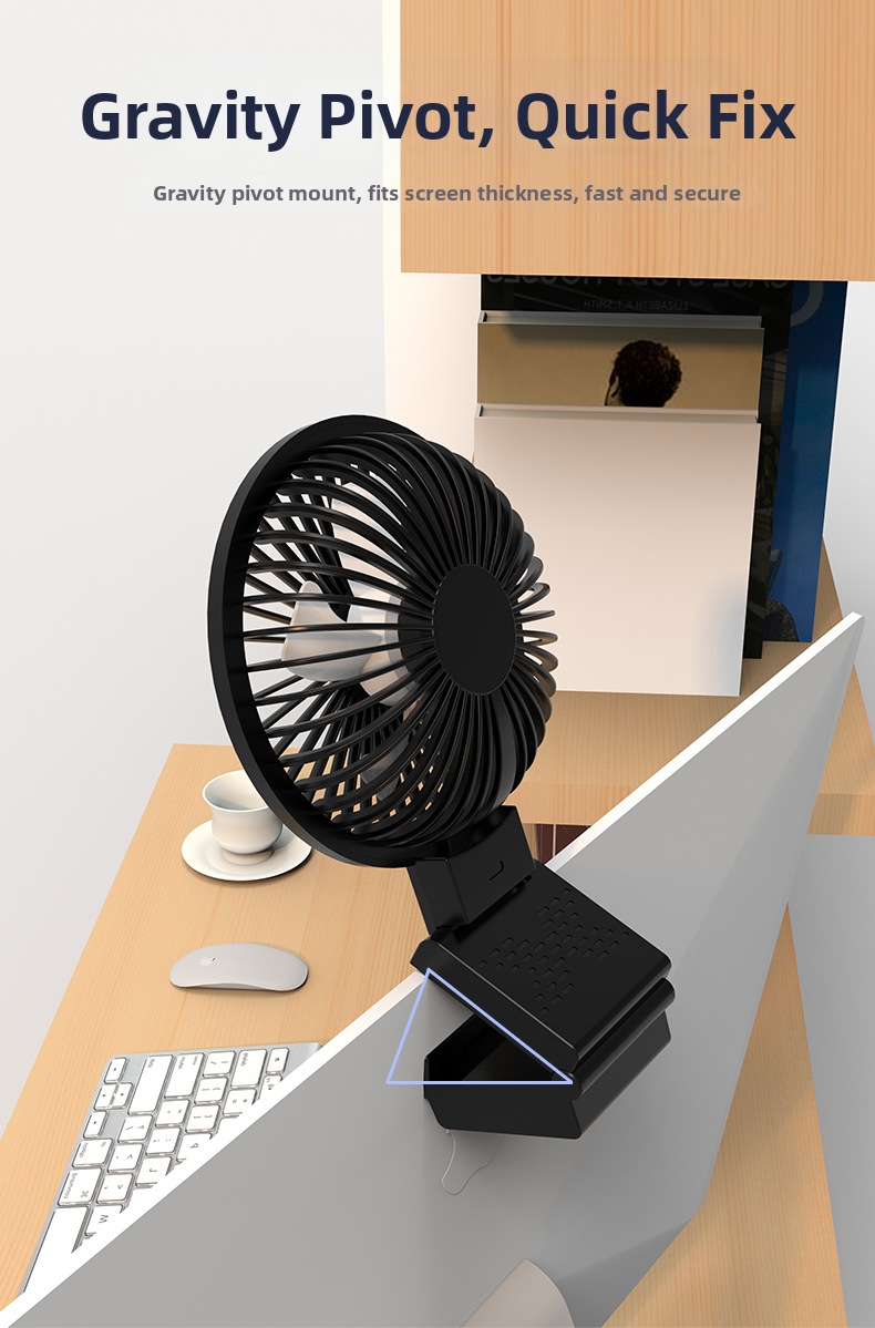 Mini ventilatore alimentato tramite USB con telecomando, supporto da tavolo o ventilatore a clip da appendere per schermo del computer in ufficio, potente_voghion.com