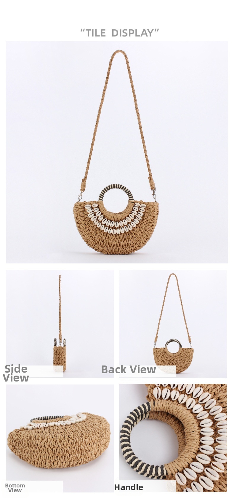 Minimalist Straw Crossbody Bag Semi Circular Hand Held Bag For Women_voghion.com