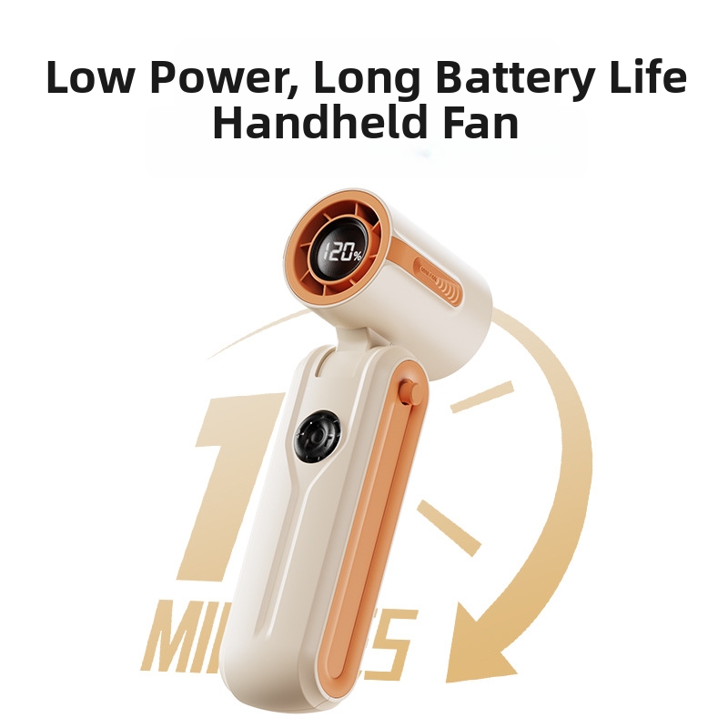 High Speed Mini Handheld Fan With Neckband USB Rechargeable Digital Display For Outdoor Travel Portable Folding Fan_voghion.com