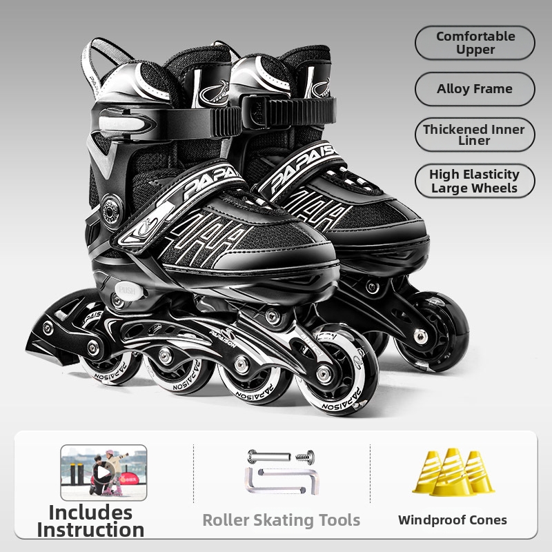 Ensemble de protections pour patins à roulettes professionnels 301, lumineux, à huit roues, pour débutants et adultes, sports de plein air_voghion.com