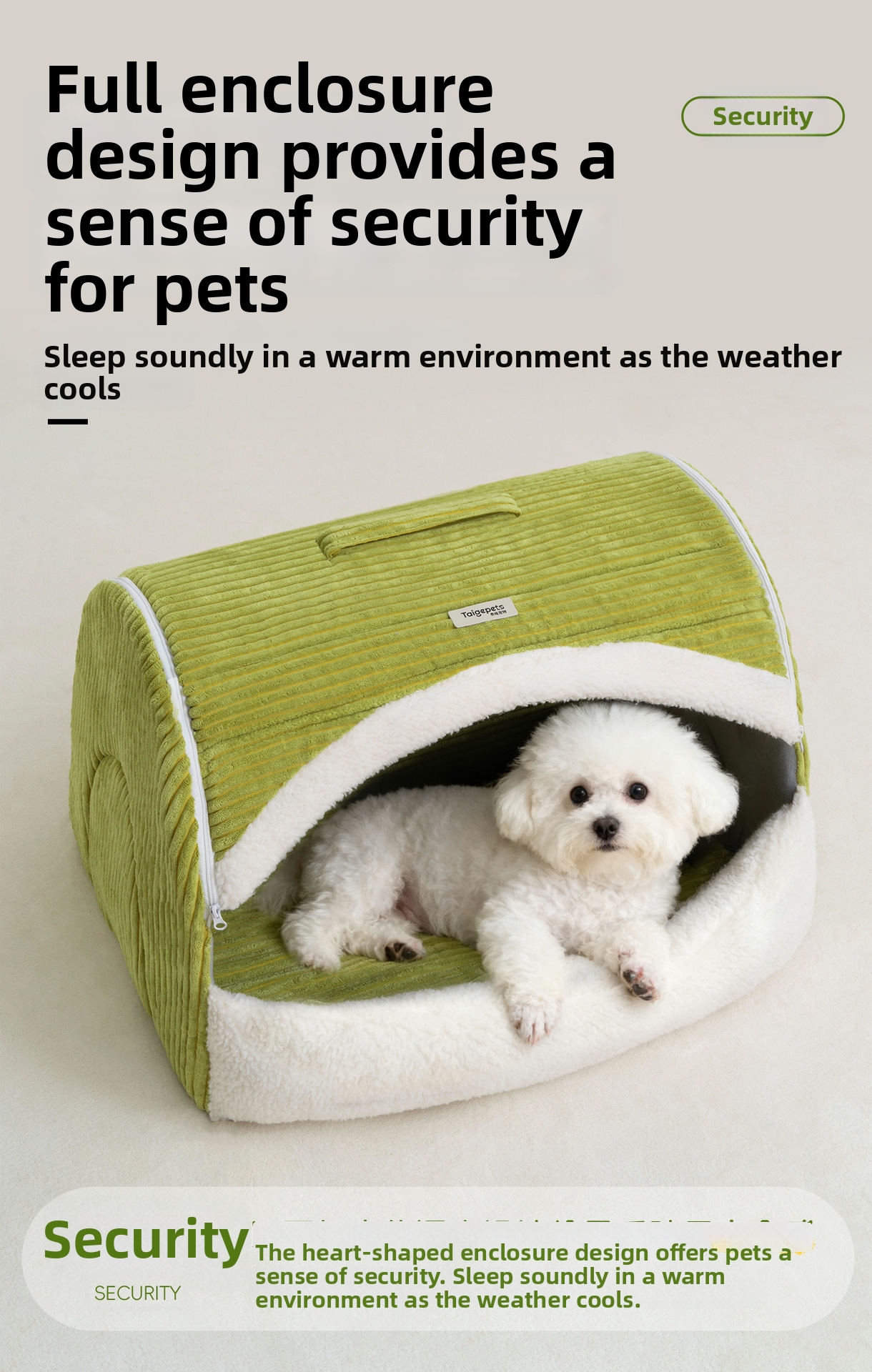 Warm Enclosed Dog Kennel For Medium And Large Breeds Washable Bed_voghion.com